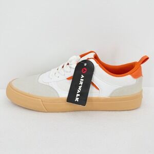 Airwalk Mens Huntington Canvas Shoes Size 10 White & Orange Low-Top Lace-Up NWOB